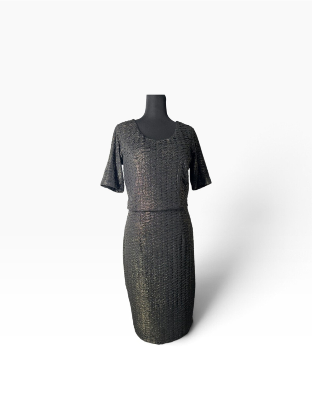 Cleo Dress Womens 4 Black Metallic Sheath Scoop Neck medium Sleeve